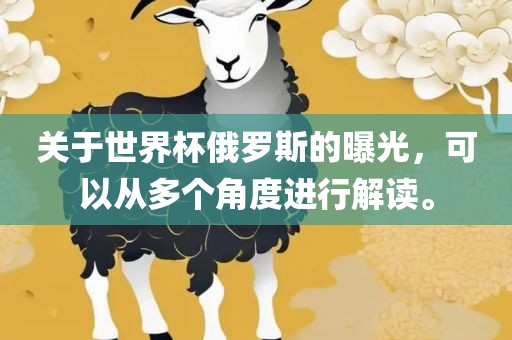 关于世界杯俄罗斯的曝光，可以从多个角度进行解读。