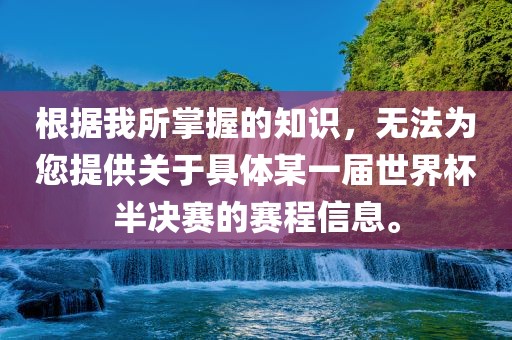 根据我所掌握的知识，无法为您提供关于具体某一届世界杯半决赛的赛程信息。