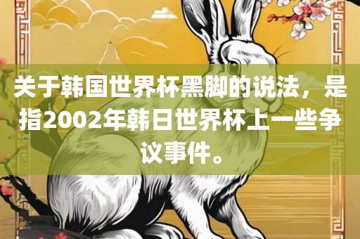 关于韩国世界杯黑脚的说法，是指2002年韩日世界杯上一些争议事件。