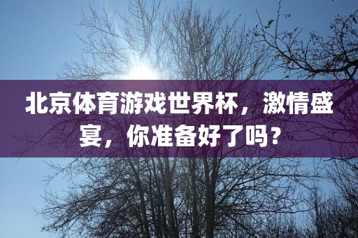 北京体育游戏世界杯，激情盛宴，你准备好了吗？