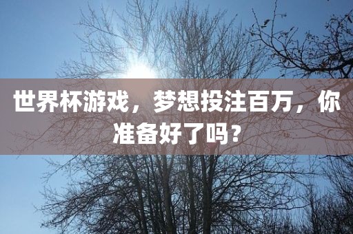 世界杯游戏，梦想投注百万，你准备好了吗？