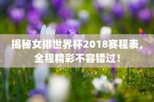 揭秘女排世界杯2018赛程表，全程精彩不容错过！