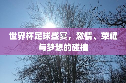 世界杯足球盛宴，激情、荣耀与梦想的碰撞