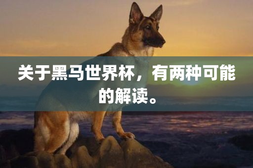 关于黑马世界杯，有两种可能的解读。