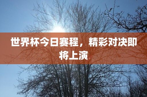 世界杯今日赛程，精彩对决即将上演