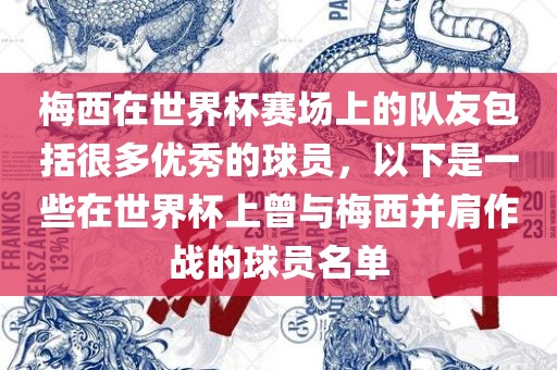 梅西在世界杯赛场上的队友包括很多优秀的球员，以下是一些在世界杯上曾与梅西并肩作战的球员名单