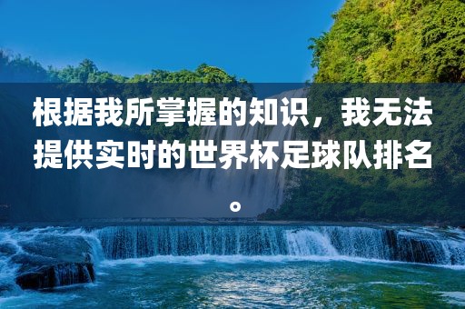 根据我所掌握的知识，我无法提供实时的世界杯足球队排名。