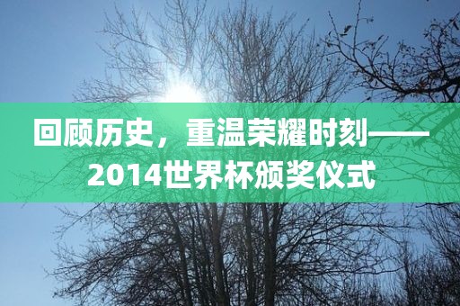回顾历史，重温荣耀时刻——2014世界杯颁奖仪式