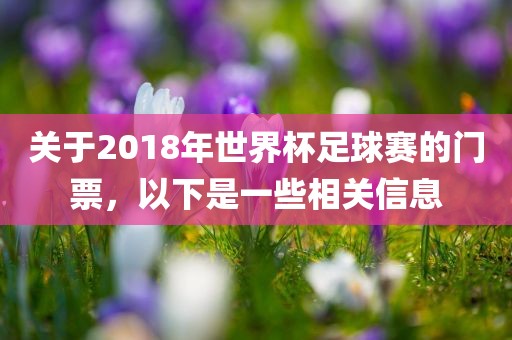 关于2018年世界杯足球赛的门票，以下是一些相关信息