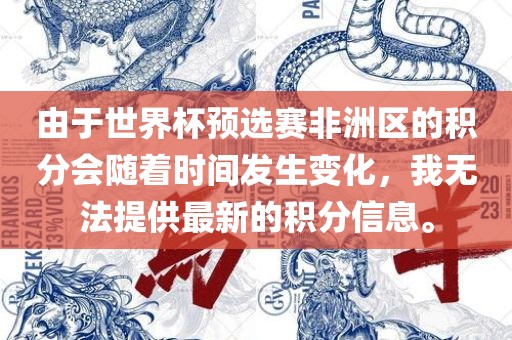 由于世界杯预选赛非洲区的积分会随着时间发生变化，我无法提供最新的积分信息。