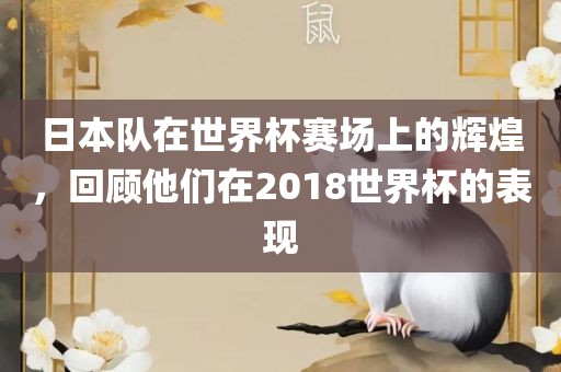 日本队在世界杯赛场上的辉煌，回顾他们在2018世界杯的表现