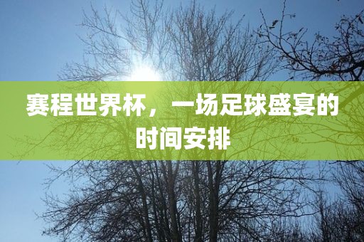 赛程世界杯，一场足球盛宴的时间安排